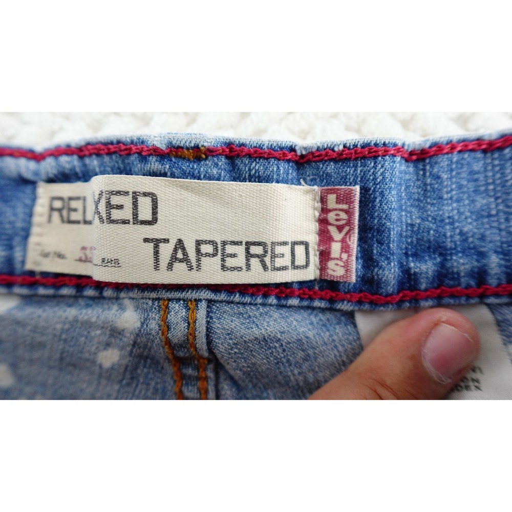 VTG Levi's Size 12 Jeans 550 Classic Relax Taper Distress Destroyed Ripped Blue - Picture 10 of 15
